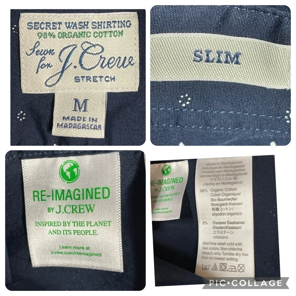 J Crew Secret Wash Organic Cotton Slim Stretch Button Down Work Casual Shirt  M